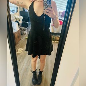 Black strappy back skater dress